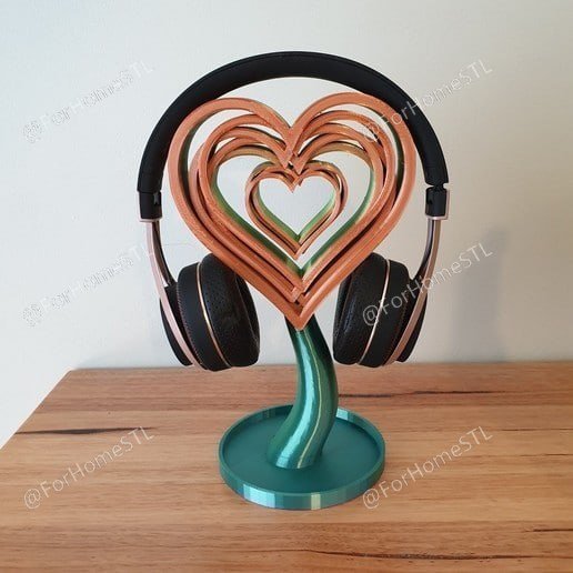 Love hearts headphones stand or ornament