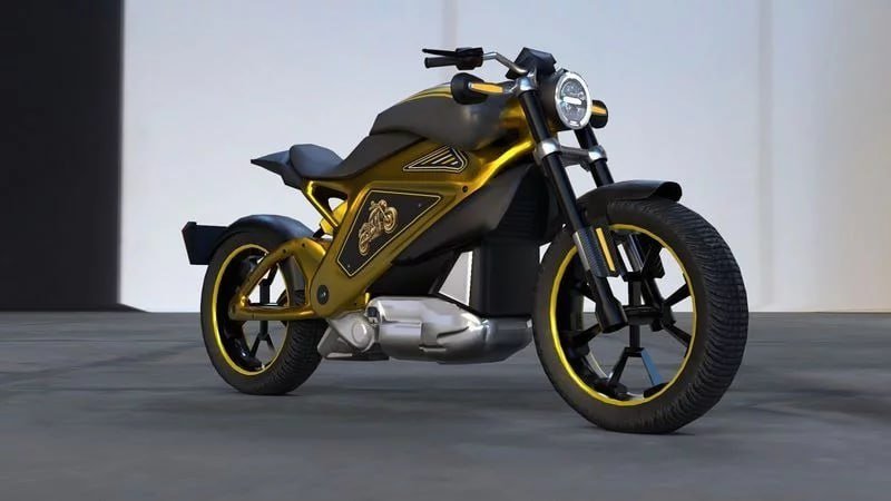 [BN3D-000735] Motocicleta eléctrica realista edición dorada lista para juego y VR de bajo polígono