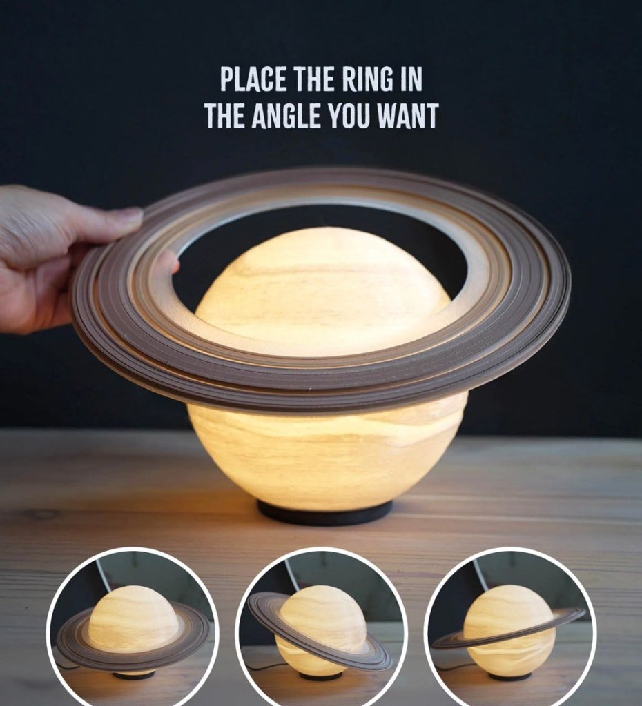[BN3D-000816] Lámpara Saturno 150 mm para lámpara LED, alta resolución, sin soportes