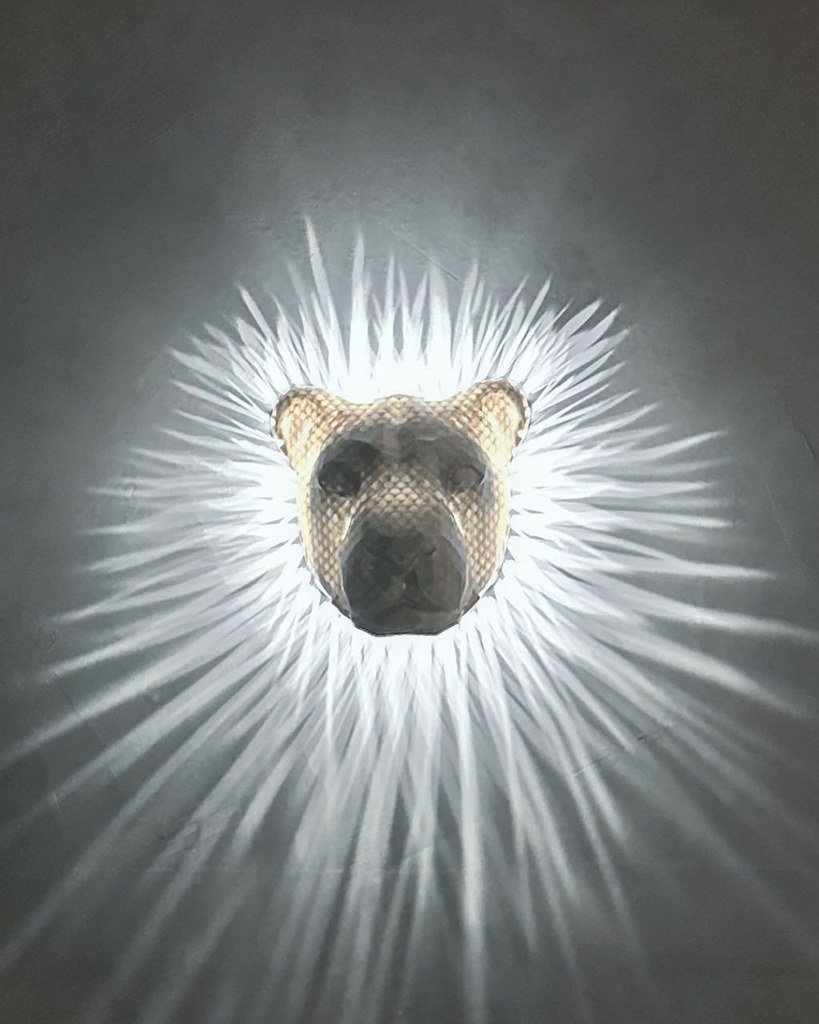 [BN3D-000823] Gran lámpara de pared de león