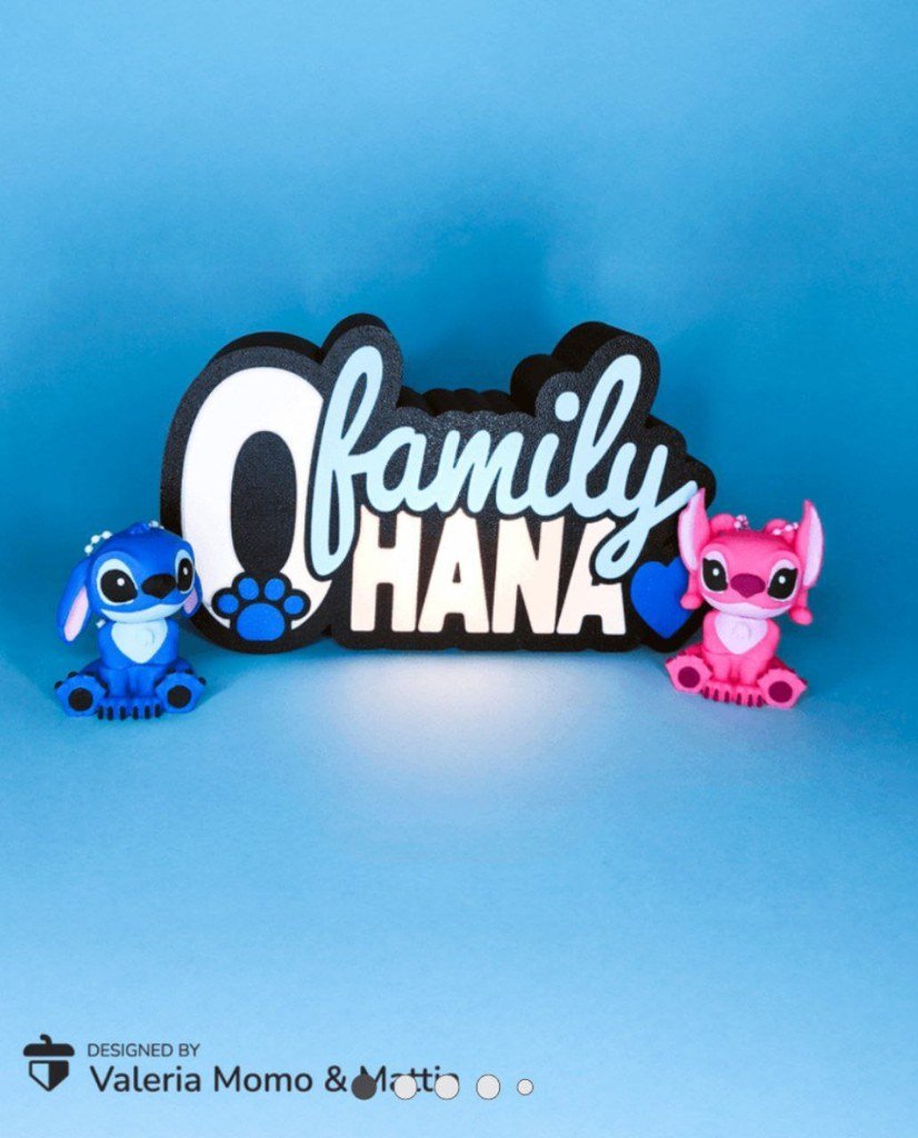 [BN3D-000831] Stitch Ohana caja de luz y marco de escritorio