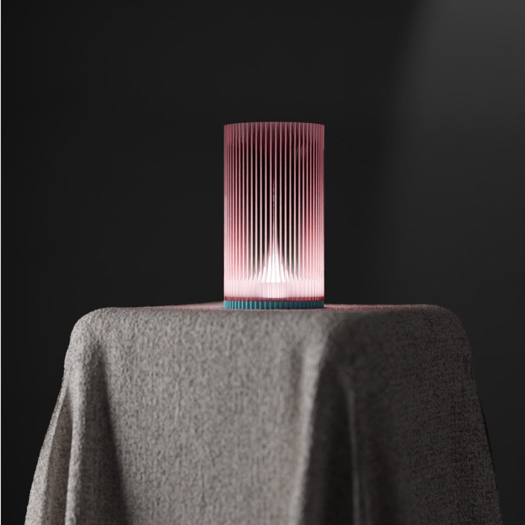 [BN3D-000863] Lámpara elegante acanalada con interior de reloj de arena