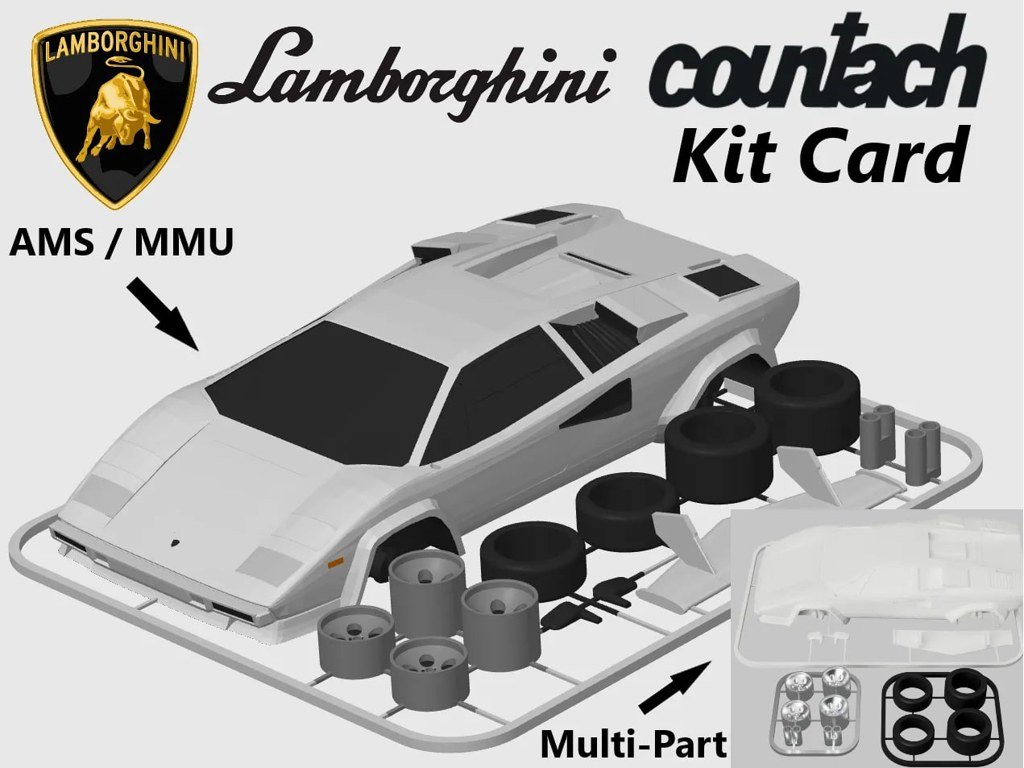 [BN3D-001091] Lamborghini Countach Kit Card completo color único