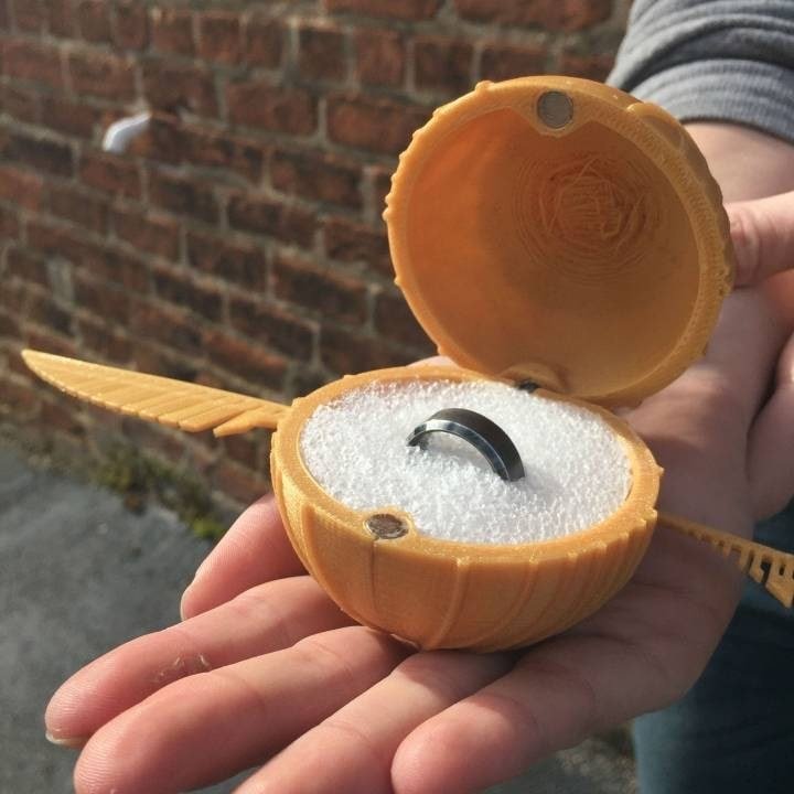 Harry Potter caja para anillo Golden Snitch con cierre magnético