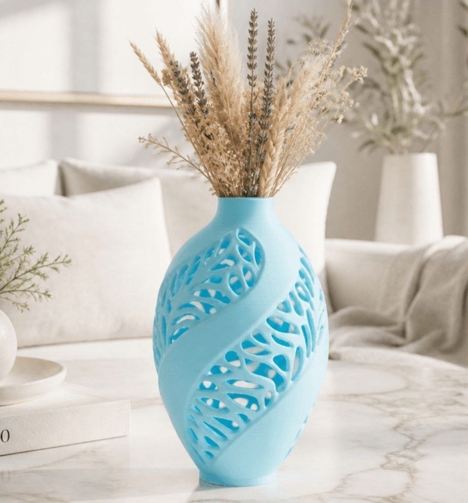[BN3D-001670] Jarrón Blue Leaf Lace