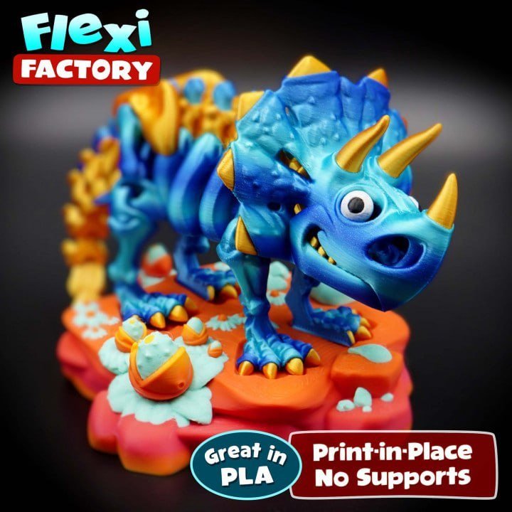 Factory Skeleton Triceratops Eyes Straight Flexible Articulado