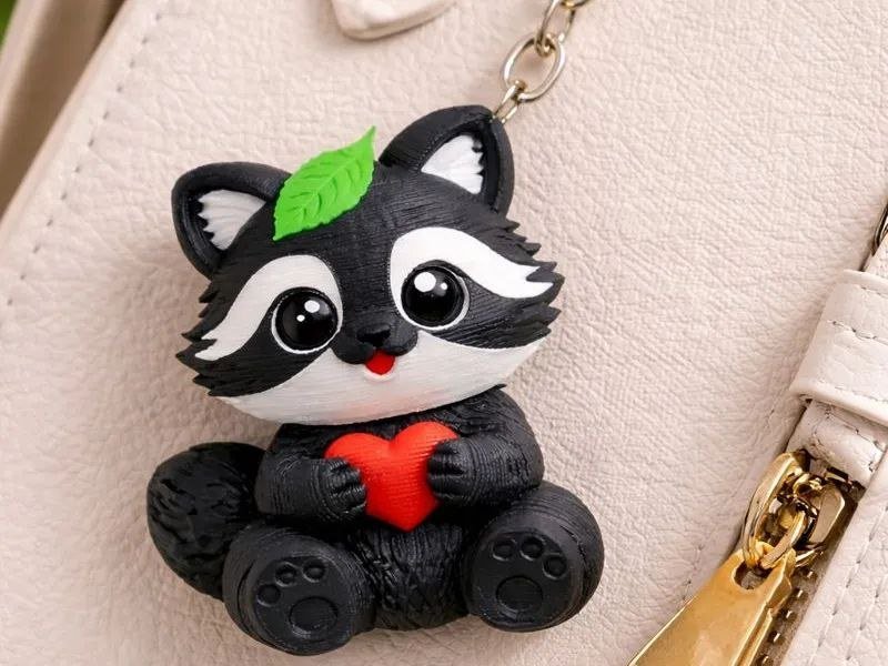 [BN3D-000212] Llavero Cute Raccoon with Heart