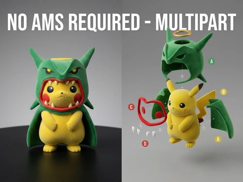 Pikachu con poncho de Rayquaza
