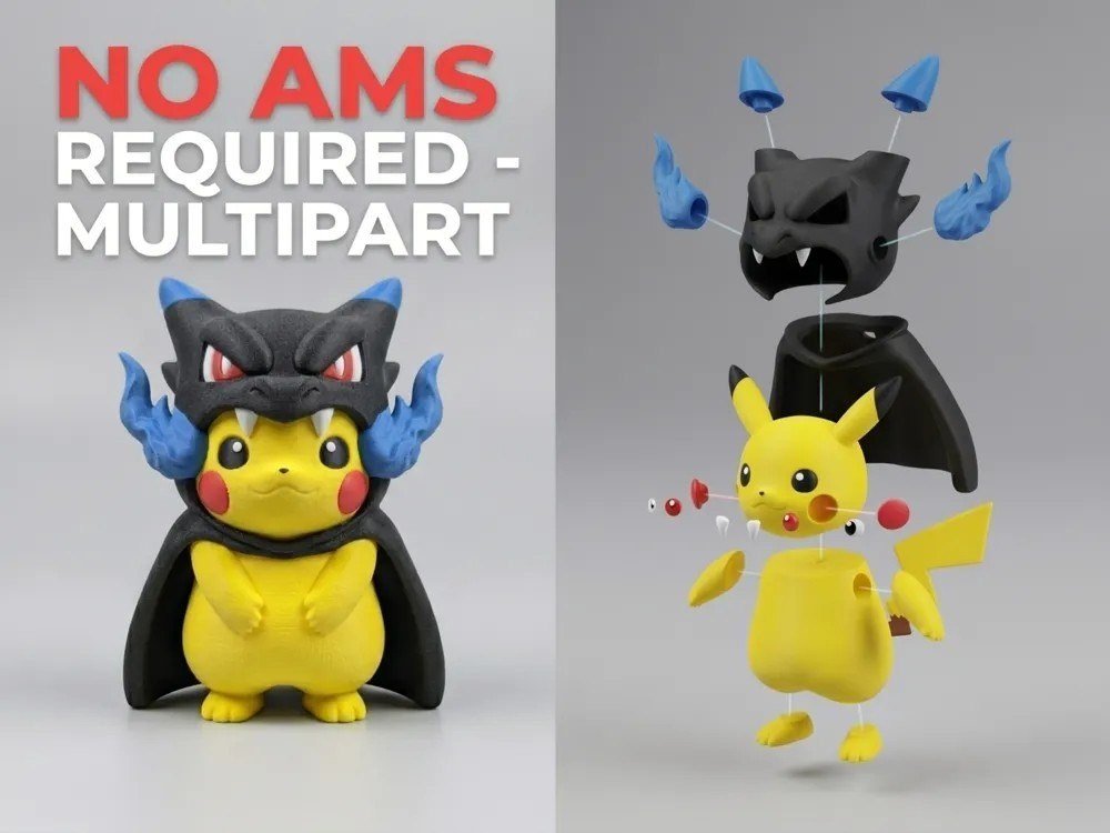 Pikachu con poncho de Mega Charizard X
