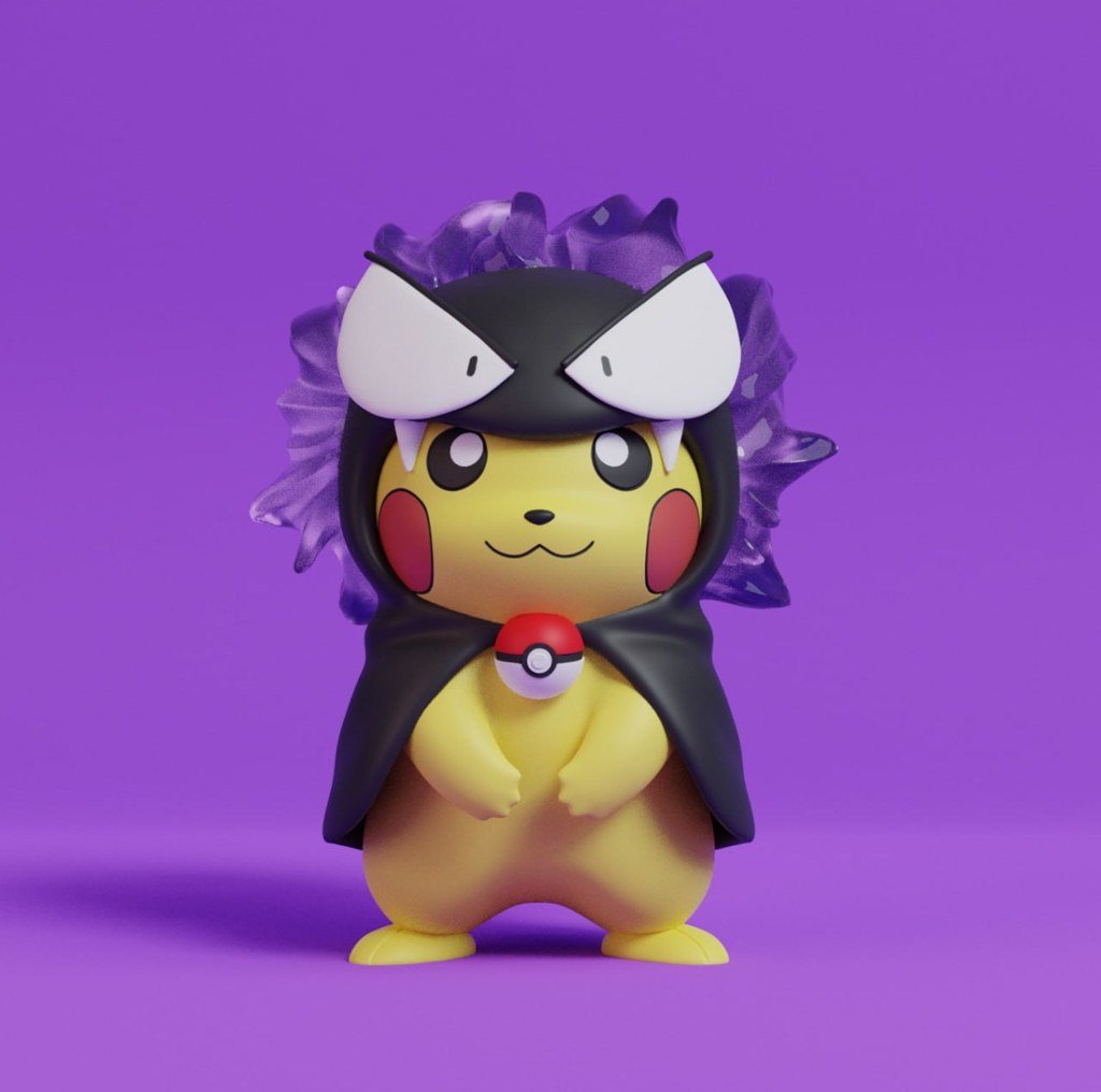 Pikachu disfrazado de Gastly