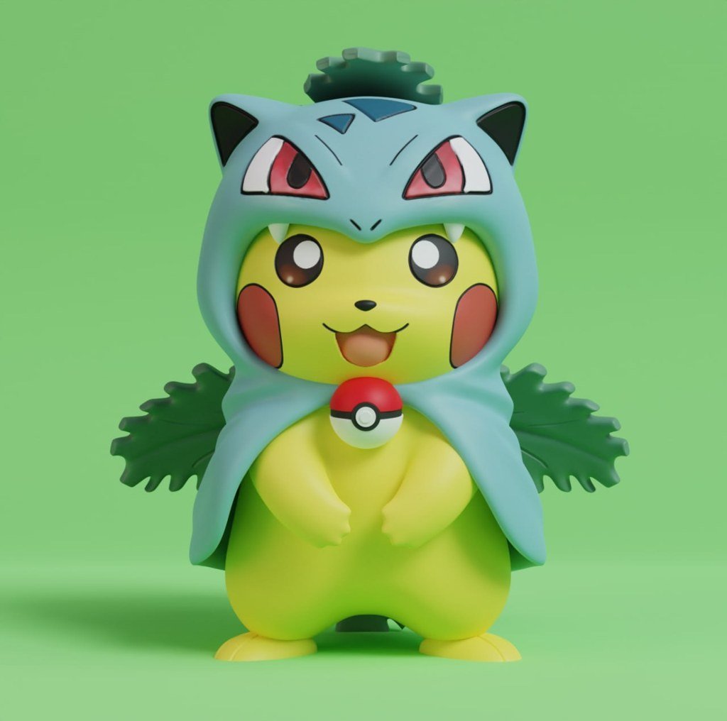 Pikachu disfrazado de Ivysaur