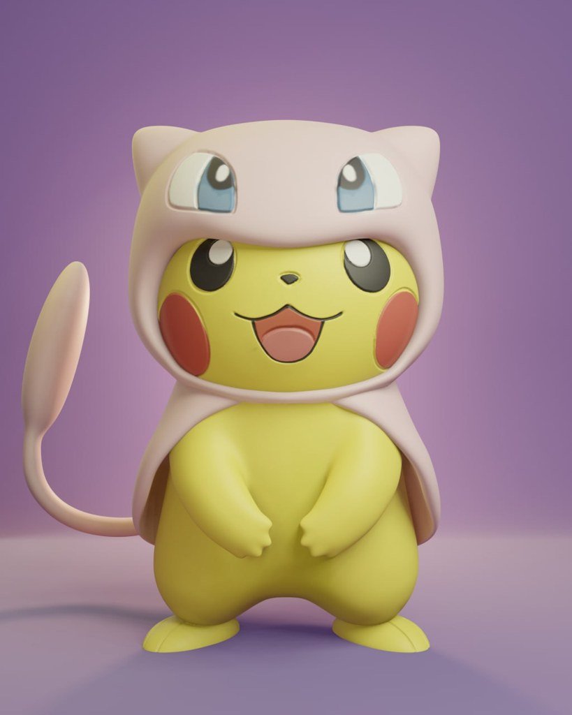 Pikachu disfrazado de Mew