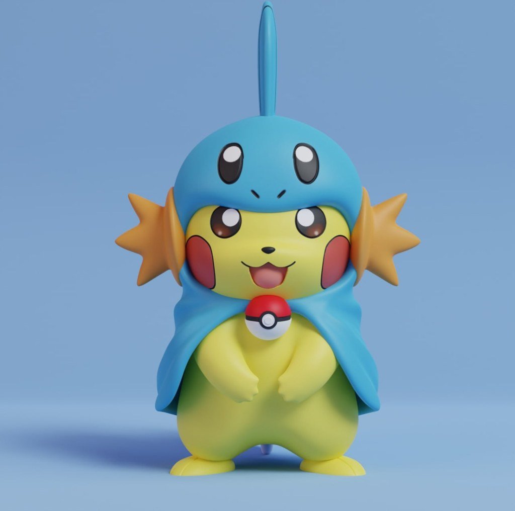 Pikachu disfrazado de Mudkip