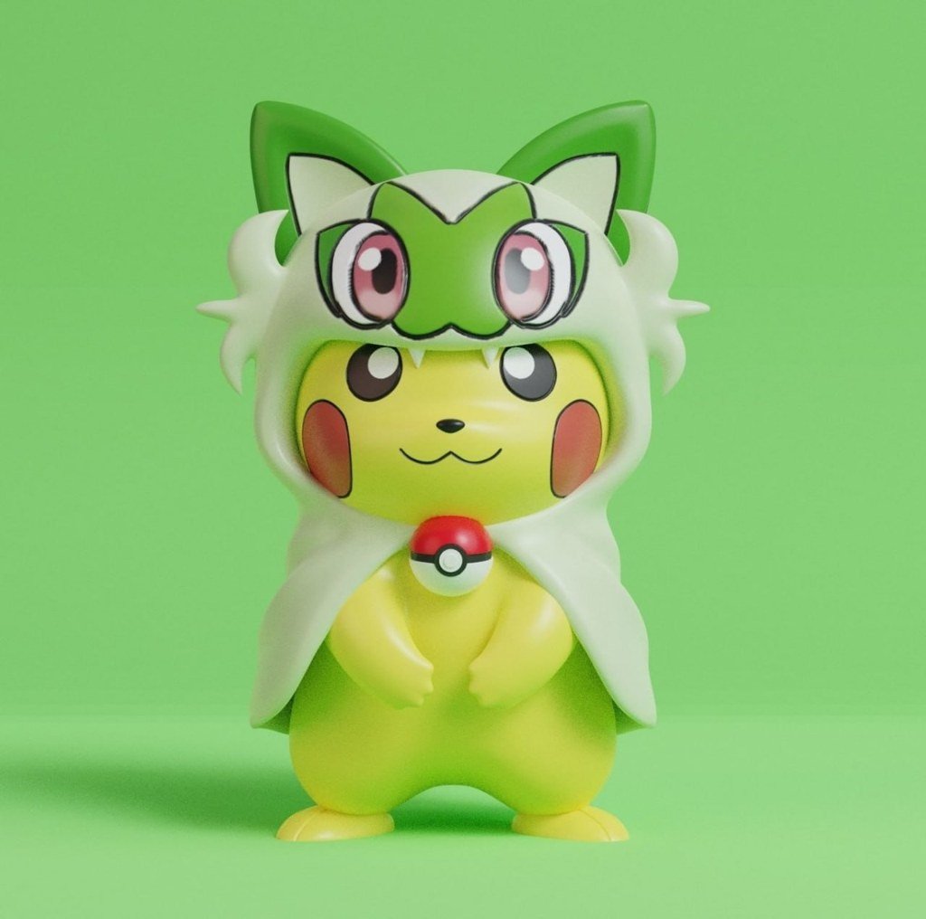 Pikachu disfrazado de Sprigatito