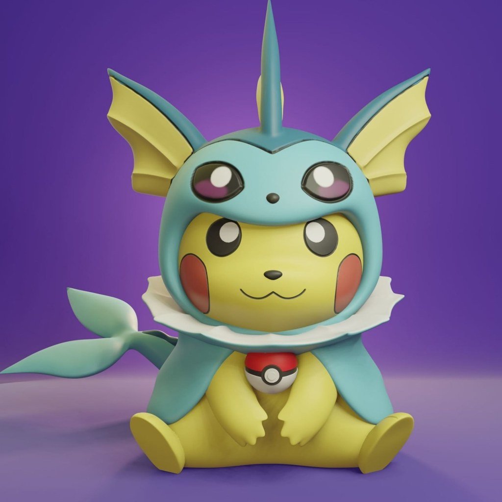 Pikachu disfrazado de Vaporeon
