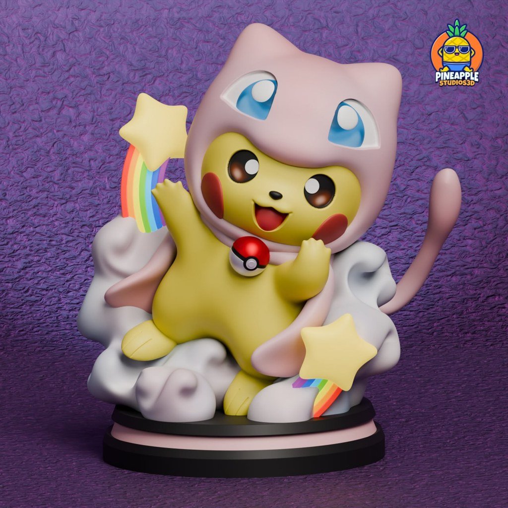 Pikachu disfrazado de Mew