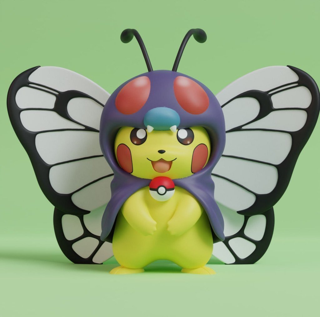 Pikachu disfrazado de Butterfree