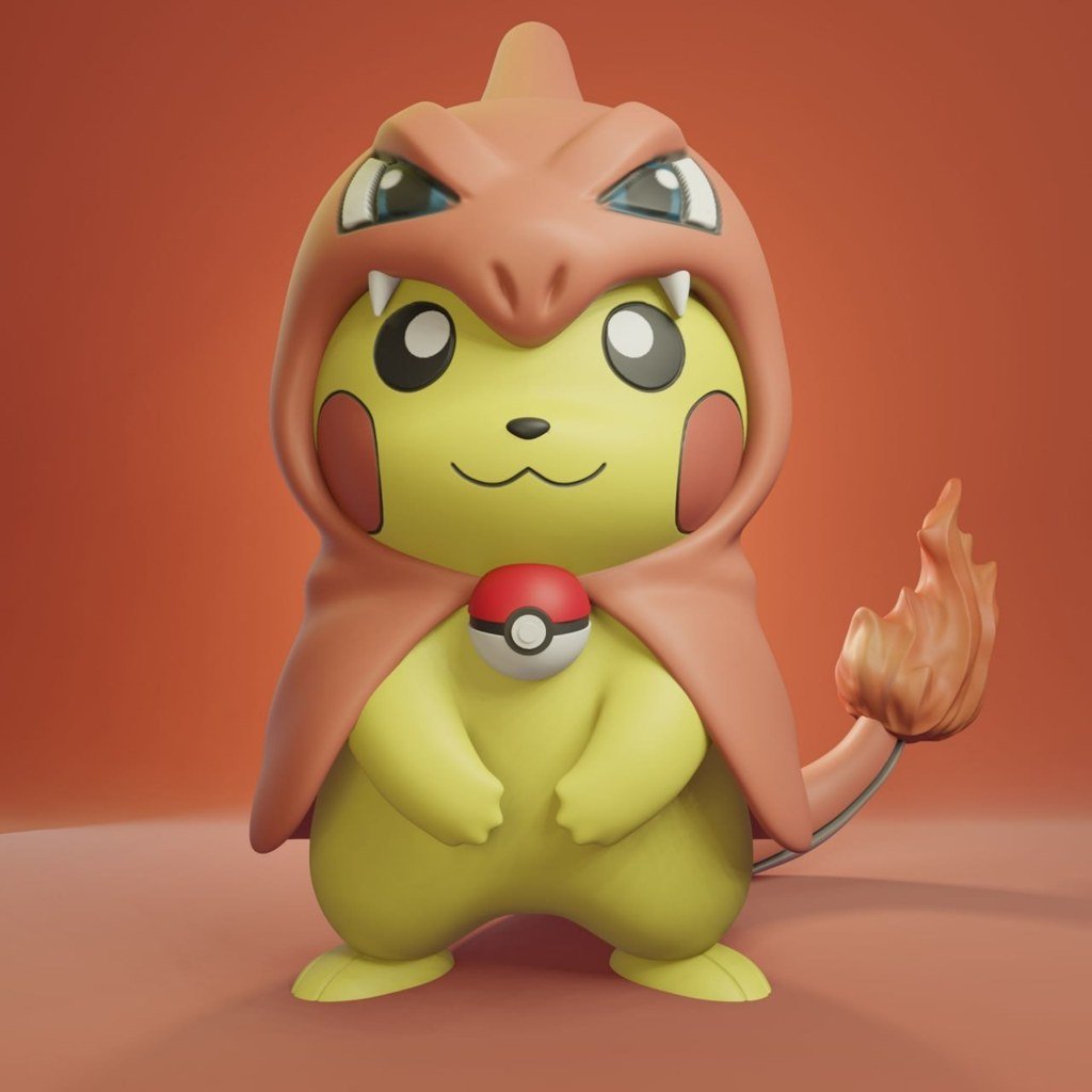 Pikachu disfrazado de Charmeleon