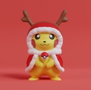 Pikachu navideño con capucha de reno