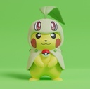 Pikachu disfrazado de Chikorita